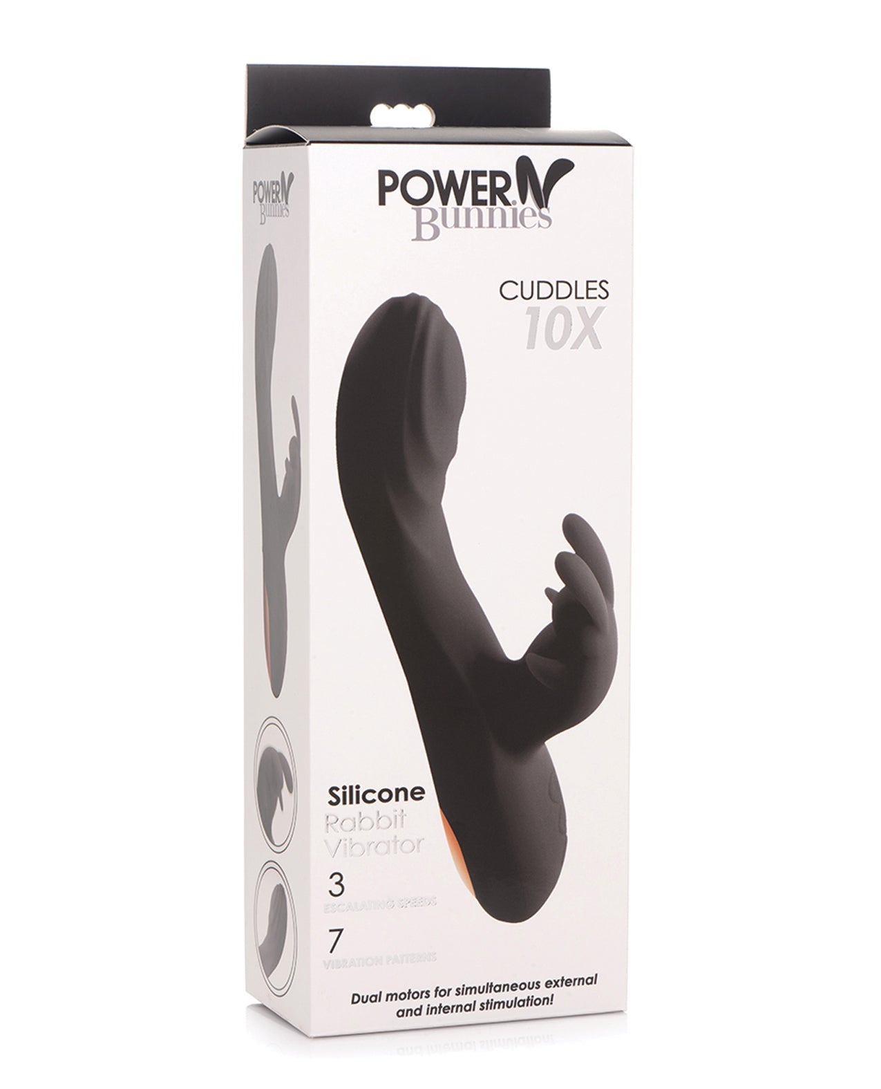 Curve Toys Power Bunnies Cuddles 10x Silicone Rabbit Vibrator - Black